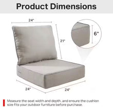 Ophoro 24 in. x 24 in. x 6in. 4-Piece Deep Seating Water & Fade Resistant Outdoor Lounge Chair Replacement Cushion Set in Beige, SET OF 2!! NEW IN BOX!!