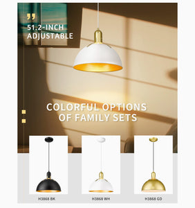 AUTELO Modern Pendant Lighting for Kitchen Island, 1-Light Adjustable Pendant Lights in Matte White and Gold Metal Finish, Vintage 14" Large Hanging Light Fixture, H3868 WH**New in box**