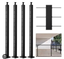 VEVOR - Cable Railing Post, 36x1x2 Inch Corner Railing Post, with L-Shaped Pre-Drilled Holes, Stainless Steel Cable Rail Post - Black- 4 pack - new