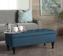 Noble House Chantelle Tufted Navy Blue Fabric Storage Ottoman! (NEW IN BOX)