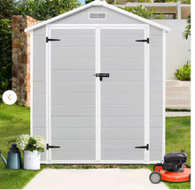 Gray 6 ft. W x 4 ft. D All-Weather Resin Patio Outdoor Plastic Storage Shed with Window & Reinforced Floor(24 sq. ft.) new in 2 boxes!