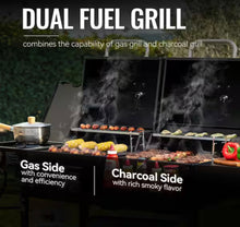 Royal Gourmet 2-Burner Propane Gas and Charcoal Combo Grill with Side Burner in Black, Dual Fuel Grill, 823 Sq. In. Cooking Area! (NEW IN BOX)
