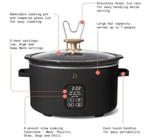 Beautiful 6 Qt Programmable Slow Cooker, Black Sesame by Drew Barrymore! (NEW)