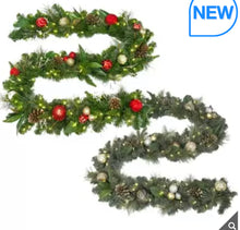 9ft (2.7m) Pre-Lit Dceorated Garland with 90 LED Lights in Gold and Red!

-New in the box