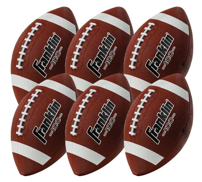 Franklin Sports Junior Size Rubber Football - 6 Pack Deflated **New in box**