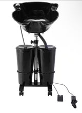 Skyshalo Portable Shampoo Bowl, Shampoo Sink for Washing Hair Electric Pump, Includes 2 Buckets 2 Showerheads, Black