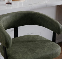 Counter Height Bar Stools Modern Bar Chairs With Back Leather Upholstered Barstools With Metal Footrest Comfortable Island Chairs For Kitchen Counter/Home Bar/Dining Room (Set of 2), Green