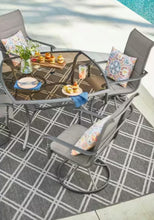 Ashbury Pewter Steel Square Glass Top Outdoor Dining Table! (BRAND NEW IN BOX - TABLE ONLY!)