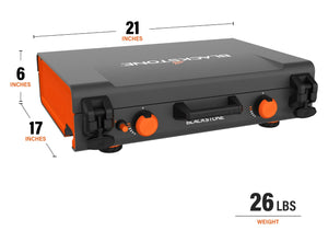Blackstone Adventure Ready 20”x14” 2-Burner Propane Camping Griddle with Latching Hood and Handle- new in box