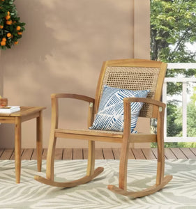 Welby Outdoor Acacia Wood/Wicker Rocking Chair, Set of 2, Light Brown - Christopher Knight Home: Weather-Resistant, Rustic Patio Furniture! (NEW IN BOX)