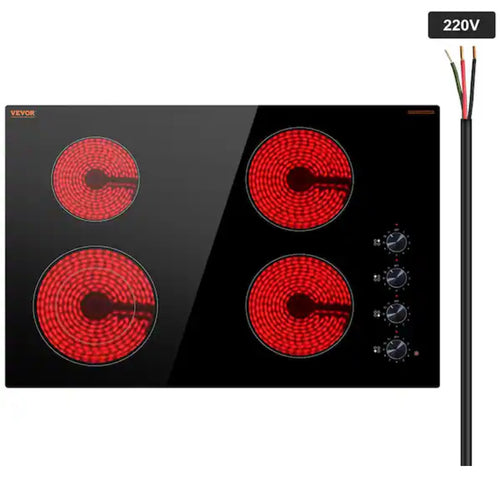 Vevor Electric Cooktop 30 in. 4 Burners Built-in Electric Stove Top 7200W Ceramic Top Radiant Cooktop with Glass Panel,Black!! NEW IN BOX!!