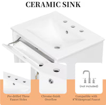 LOVMOR Freestanding White 24.4-in Single Sink Bathroom Vanity with White Ceramic Top Assembly Required 3 Drawers Adjustable Shelf - WE DO NOT SHIP!!