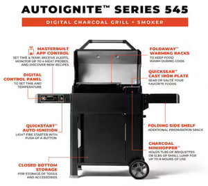 Masterbuilt AutoIgnite Series 545 Digital Charcoal Grill and Smoker in Black!! BRAND NEW(HANDLE BROKE OFF DURING SHIPPING)!!