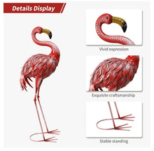 32-36 Inch Yard Flamingos Garden Statues, Metal Flamingo Outdoor Decor, Vibrant Flamingo Statues for Lawn, Backyard, Porch, Patio, Set of 2- one has small shipping damage - see pics
