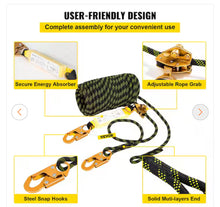 50 ft. Fall Protection Rope Polyester Roofing Rope Climbing Lanyard CE Compliant Fall Arrest Protection Equipment- NEW