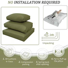 25.6 in. x 23.6 in. x 4 in. Outdoor Deep Seat Lounge Cushion Set (8-Piece) with Lumbar Support Pillows Oliver Green!! NEW IN BOX!!