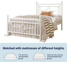 Allewie Twin Size Metal Platform Bed Frame, White! (NEW IN BOX)