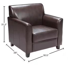 Flash Furniture Brown Hercules Diplomat Series Leather Soft Side Reception Chair, Ergonomic Lobby Chair with Cushions and Flared Arms!! NEW AND ASSEMBLED!!