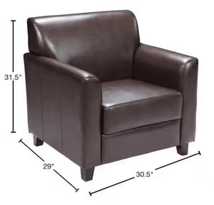 Flash Furniture Brown Hercules Diplomat Series Leather Soft Side Reception Chair, Ergonomic Lobby Chair with Cushions and Flared Arms!! NEW AND ASSEMBLED!!