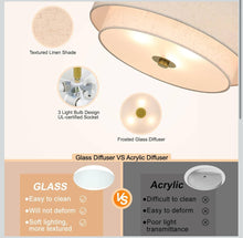 3 Light Semi Flush Mount Light, Close to Ceiling Light Fixture with Fabric Shade Retro Gold Brass 16 inch Semi Flush Drum Light for Bedroom & Living Room - WE DO NOT SHIP!!