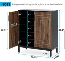 37 in. H x 31 in. W Brown MDF Shoe Storage Cabinet, 5-Tier Modern Shoe Racks, 20-Pairs for Closet, Living Room, Bedroom! (NEW IN BOX)