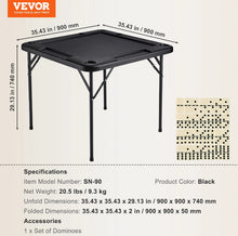 VEVOR Mahjong Table, Square 4 Player Folding Card Table with 4 Cup Holders & 4 Chip Trays, Portable Domino Game Table with 1 Set of Dominoes for Mahjong Poke Puzzles, 35.4 x 35.4-inch, Black!! BRAND NEW!!