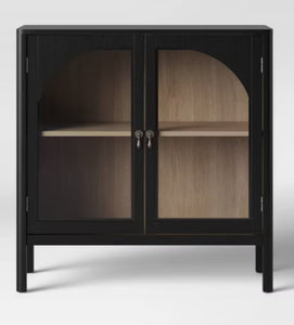 New Bedford 2 Door Accent Cabinet Black - Threshold: Elegant Storage, Pewter Hardware, Wood Veneer! (NEW IN BOX)