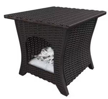 Brown Wicker Outdoor End Table Pet Side Table with Storage!! NEW IN BOX!!