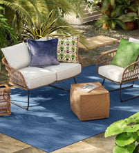 7'x10' Natural Woven Rectangular Braided Outdoor Area Rug Blue! (NEW)
