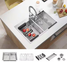 Attop
Handmade Stainless steel 33 inch Double Bowls Top Mount Scratch-Resistant Nano Drop-in Kitchen Sink With Bottom Grid