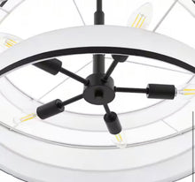 24 in. 5-Light Black Double Shaded Drum Chandelier with White Fabric Shade! (NEW IN BOX)