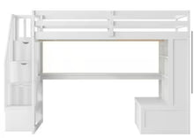 White Full Size Loft Bed with Storage Staircase, Desk, Shelves and 2 Drawers! (BRAND NEW - 3 BOXES!)