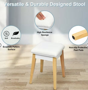 Costway Vanity Makeup Table Cushioned Stool Set W/Flip Top Mirror &1 Drawer Writing Desk! (NEW IN BOX)