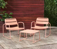 Cowan Matte Coral 3-Piece Metal Outdoor Patio Conversation Seating Set! (NEW & ASSEMBLED - SCRATCHED)