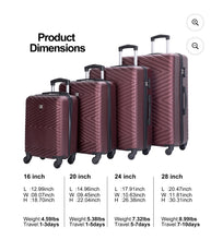 Travelhouse 4 Piece Hardshell Luggage Set Hardside Lightweight Suitcase with TSA Lock Spinner Wheels.(Wine Red)NEW