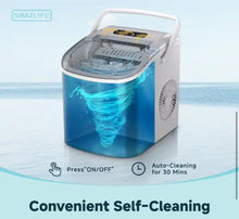 Simzlife 9.37 in. 26 lb. /24H Bullet Ice Countertop Portable Ice Maker in White, 6Mins/9Pcs, Auto-cleaning, with Basket and Scoop! (NEW IN BOX)