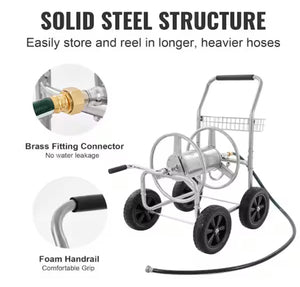 Skyshalo Hose Reel Cart Hold Up to 250 ft. of 5/8 in. Hose Garden Water Hose Carts Mobile Tools with 4 Wheels Heavy Planting!! NEW IN BOX!!
