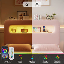 Wrought Studios Upholstered Bed Frame, Storage Bed with LED and Charging Station, Queen - WE DO NOT SHIP!!