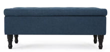 Noble House Chantelle Tufted Navy Blue Fabric Storage Ottoman! (NEW IN BOX)