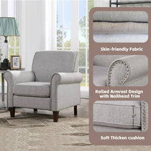 Mid-Century Accent Chair Single Sofa Reading Chairs Comfy Arm Chair Living Room Lounge Chiar, Gray!! NEW AND ASSEMBLED!!