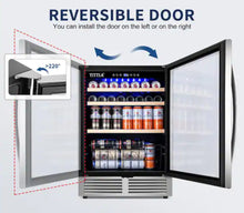 Tittla 24 in. Single Zone 150-Can Beverage Refrigerator in Silver with 2-Different Door Handles Built-in Beverage Cooler!! BRAND NEW(MINOR CRACK INSIDE)!!