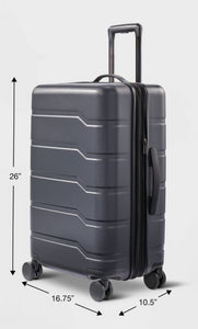 Hardside Medium Checked Spinner Suitcase - Open Story, Gray!! NEW!!