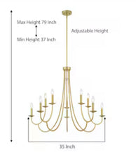 ACROMA Lina 10 -Light Matte Gold Bare bulb Metal Chandelier