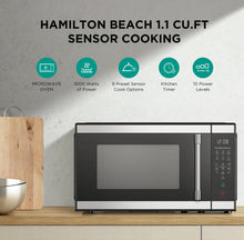 Hamilton Beach 1.1 cu ft CounterTop Microwave Oven, 1000 Watts, Stainless Steel