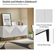 Kordt White Modern 63 in. W 4-Door Wood Sideboard with Adjustable Shelf! (NEW IN BOX)