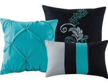 Chezmoi Collection Napa 7-Piece Luxury Leaves Scroll Embroidery Bedding Comforter Set (Queen - Teal/Blue) - NEW - (OPEN BOX)