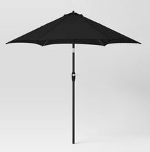 9' Round Outdoor Patio Market Umbrella Black with Black Pole - Threshold! (NEW)