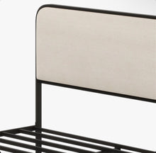 Modern Metal Bed Frame With Upholstered Headboard And Footboard Bed With Under Bed Storage, QUEEN
