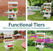 Sunnydaze 21.75 in. x 33.75 in. x 49.25 in. Country Market Wood Flower Stand Raised Garden Bed White!! NEW IN BOX!!