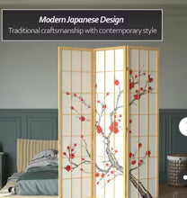 7 ft tall cherry blossom shoji screen- new - minor shipping nicks and scratches possible